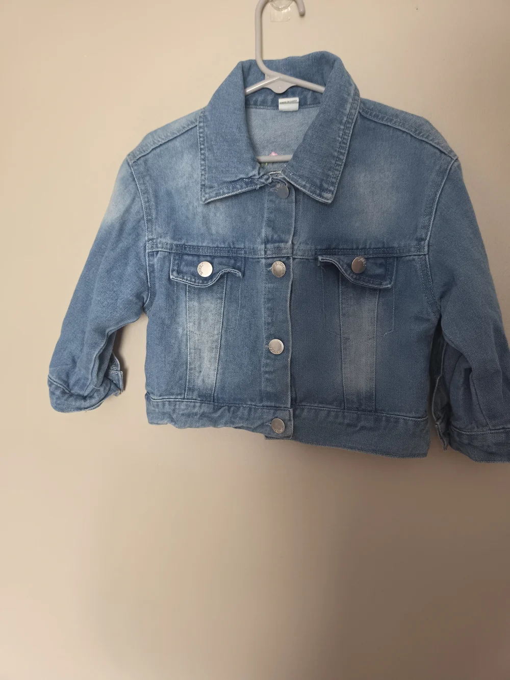 SHEIN Toddler Girls Embroidered Flower Denim Jacket Size 90 (1-2 Yrs) Jean Coat
